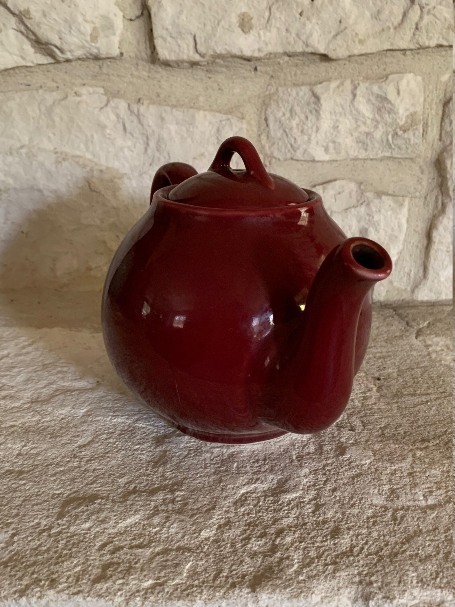 Vintage Burgundy Lipton Teapot Hall China Company 1930's Etsy