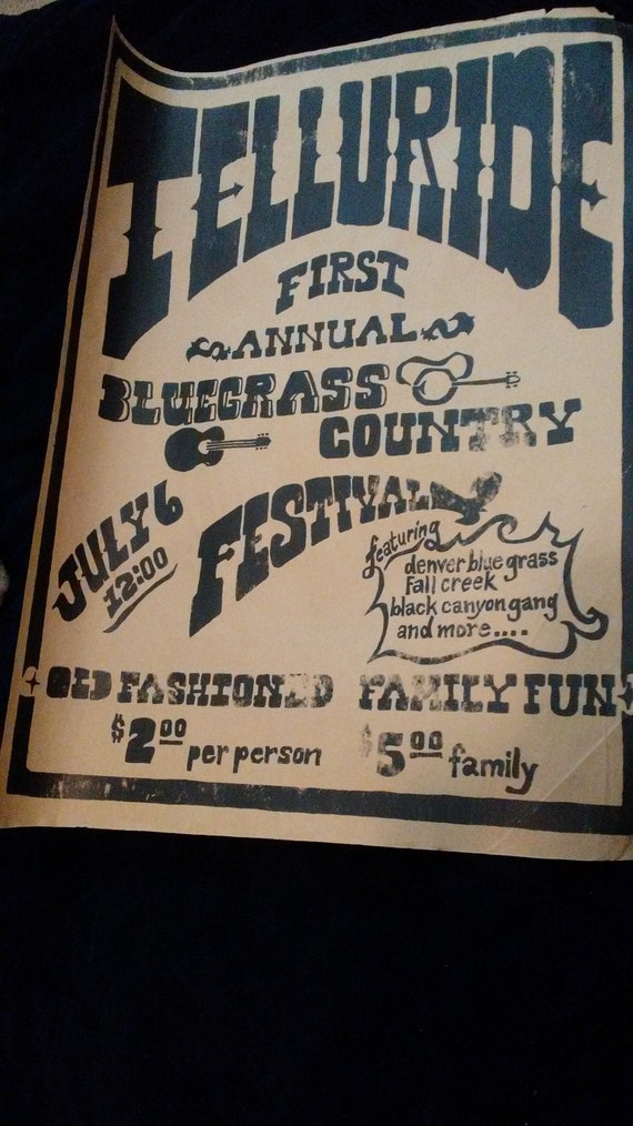 1st Annual Telluride Bluegrass Festival guanteed Authentic Etsy