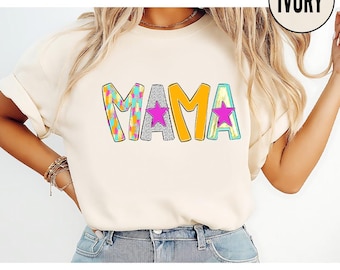 Mama T-Shirt: Colorful Retro Design - Ivory Comfort Colors Tee, M412