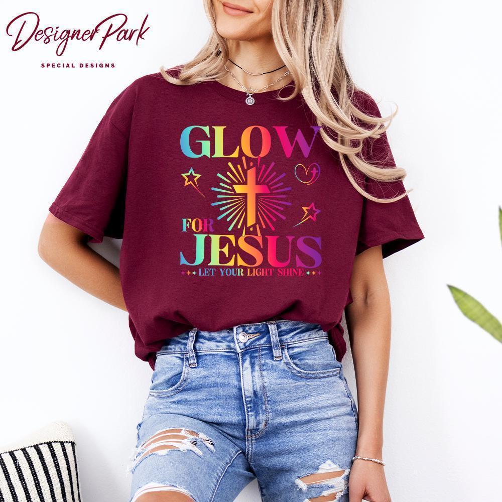 Glow for Jesus Shirt, Let Your Light Shine Tee, Faith Cross Apparel ...