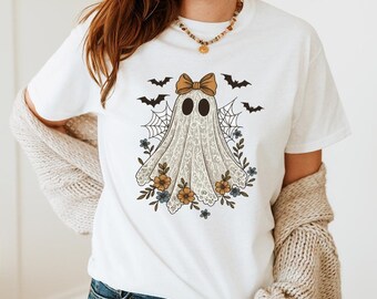 Cute Lace Ghost Shirt, Boo In Boojee Tee, Halloween Boo Lace Bow Shirt, Halloween Shirt, Boo Ghost Shirt, Cute Boo Halloween, H54