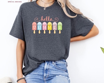 Hello Summer Shirt, Cute Summer Sweatshirt, Beach Party Shirt, Ice Cream Shirt, Last Day Of School Shirt, Summer Holiday Clothes Tee, S11