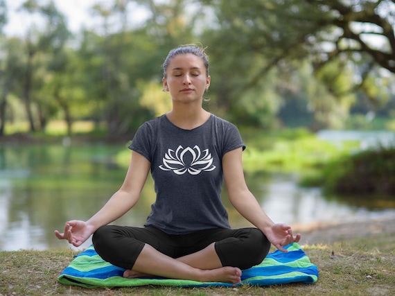 Lotus Flower T-Shirt, Lotuus Shirt, Lotuss Yoga Shirts, Pattern Tees, Zen Tshirts, Gift For Mom, Flowers Silhouette Tee, Mandala Tshirt D004