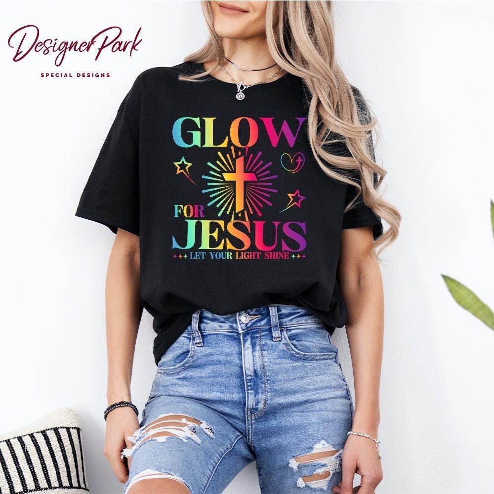 Glow for Jesus Shirt, Let Your Light Shine Tee, Faith Cross Apparel ...
