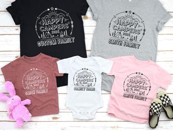 Custom Family Camp Shirts, Happy Campers 2025 T shirt, Family Camping Shirt, Camping Crew,Family Camping Trip Tee, Family Matching Tee, M120