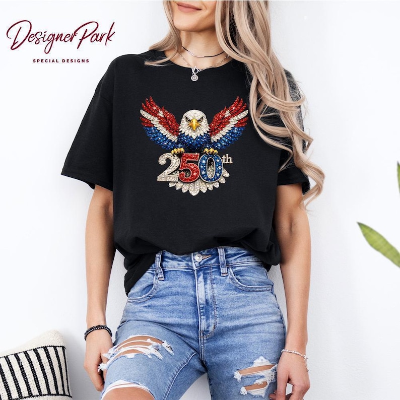 250th Birthday USA Eagle Wings Shirt, 250th Birthday USA Years Tee, 1776–2026 250th Birthday USA Celebration T shirt, Patriotic Gift, M266 画像 3