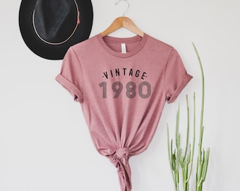 Vintage 1980 Shirt, Vintage Birthday Shirt, Birthday Gift, Birthday Party Tshirt, Retro Birthday Shirt, 1980 Vintage Shirt, K009
