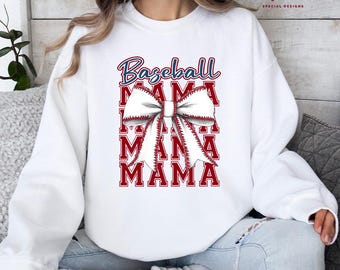 Baseball Mom Sweatshirt - Cozy Coquette Baseball Mama Hoodie, G24
