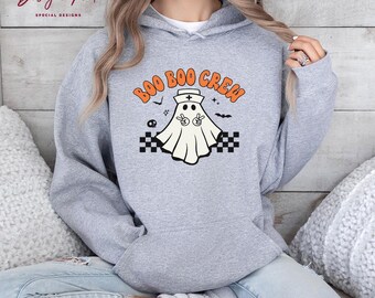 Halloween Nurse Hoodie Booboo Crew, Halloween Nursing Shirts, Funny Halloween Tshirt, Cute Nurse Sweatshirt, Ghost Nurse Tee, Nurse Team, H9