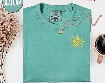 Embroidered Comfort Colors Sunrise Tshirt, Embroidery Sunlight Tee, M506