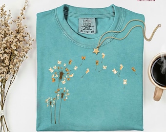 Chemise couleurs confort fleurs pissenlits corgi, chemise cadeau mignon pour amoureux des chiens, chemise chien drôle, chemise femme propriétaire de chien, cadeaux pour propriétaires d'animaux de compagnie, M337
