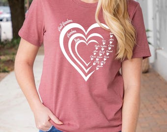 Camiseta personalizada para bisabuela con nombres de nietos, camiseta de abuela con nombres, camiseta personalizada para abuela, camiseta para el Día de la Madre para abuela, camiseta personalizada para abuela, G5
