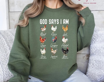 Chicken God Sweatshirt - Women's Cozy Farm Animal Hoodie, M62