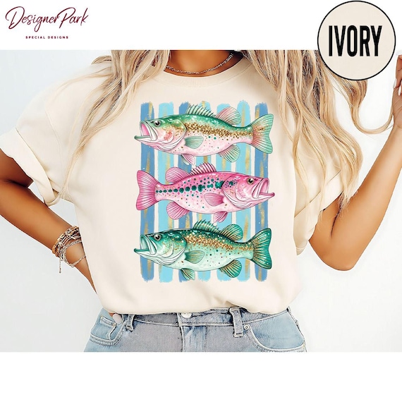Watercolor Bass Fish Shirt, Preppy Fishing Comfort Colors Tee, Lake Life Shirt, Cute Bass Shirt, Fishing Lover Tee, Bass Mom Sweatshirt,M605