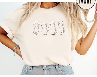 Chemise chat Un Deux Trois Comfort Colors, chemise maman chat, cadeau pour amoureux des chats, chemise professeur de français, t-shirts femme chat, t-shirts maman chat, M575