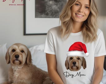 Custom Dog Face Christmas Shirt, Personalized Santa Hat Shirts, Christmas Matching Family Tee, Persnlzd  Photo New Year Tee, Pet Lover, C12