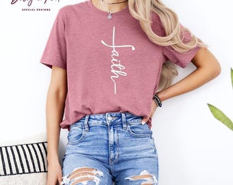 Faith Shirt, Faith Cross Shirt, Christian Gift, Faith Gift, Christian Shirts , Love and Grace Shirt, Faith Cross, Vertical Cross Jesus, M29