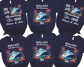 Personalized 50th Anniversary Cruise Shirt: Custom Family Vacation Tee, Matching Anniversary Crew T-Shirts, M161