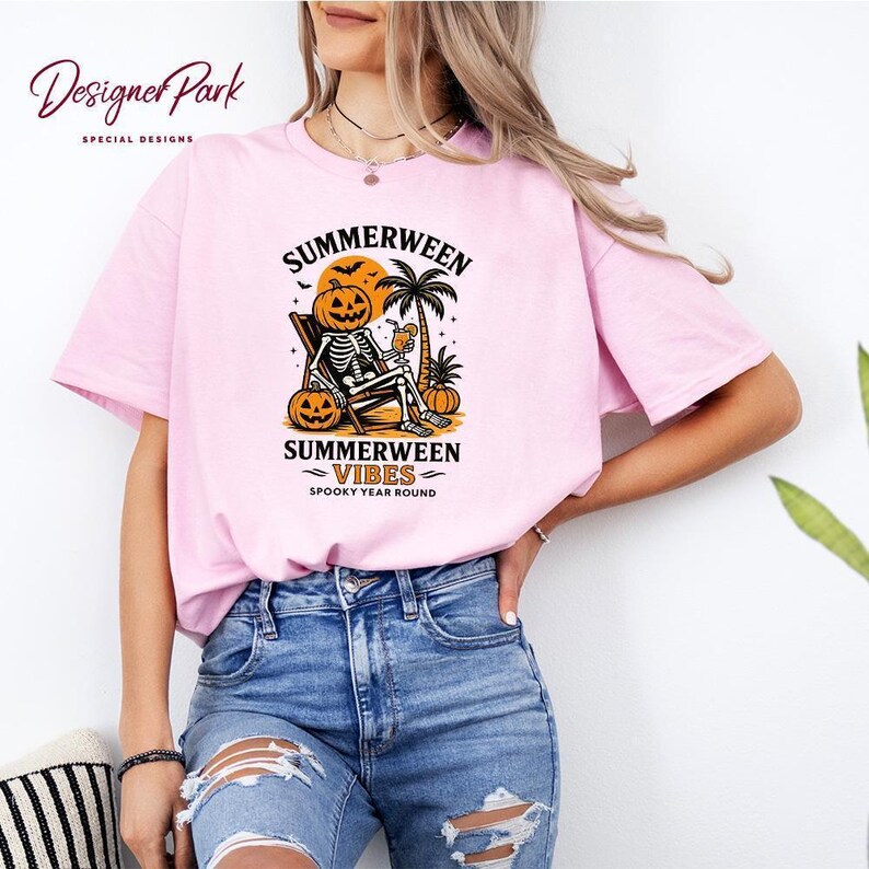Summerween Skeleton Shirt, Summer-ween Tshirt, Spooky Summer Tee, Summer Halloween Shirt, Halloweener Gift ,Year-Round Halloween, H49 image 6