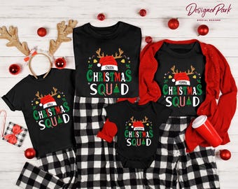 Christmas Squad Family Shirt, Personalized Christmas Squad Tee, Custom Name Matching Family Christmas Shirt, Kids Xmas Squad Bodysuit, C34