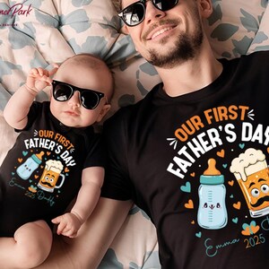 Custom Our First Fathers Day Shirt 2025, New Daddy Tee, Fathers Day Matching Outfit, Dad Girl Baby Shirt, Dad Boy Baby, 1st Fathers Day, A24
