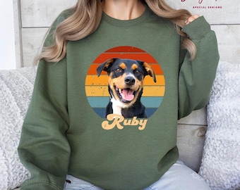 Custom Dog Photo Sweatshirt, Personalized Pet Portrait Sweater, Dog Mom Gift Tee, Dog Lover Sweatshirt, Custom Pet Memorial Gift Hoodie, D21
