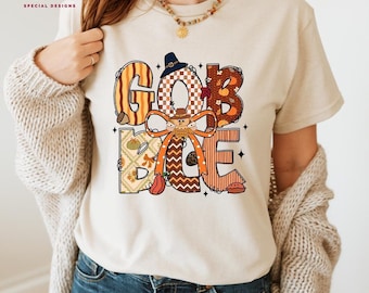 Thanksgiving Turkey Shirt: Funny Gobble T shirt - Fall Graphic Tee,  F31