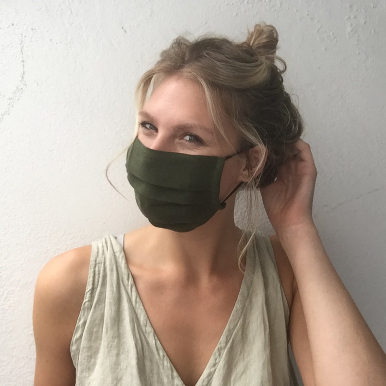 Breathable Linen Face Mask Navy/face Mask With Filter Pocket / Etsy