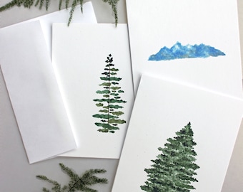 Blue Ridge Mountains Aquarellkarten-Set - Naturdrucke, leere Grußkarten