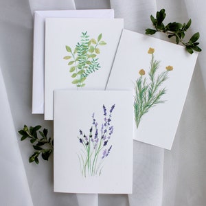 Cartes de correspondance florales aquarelles : cartes vierges avec enveloppes, lot de 6 cartes de correspondance aquarelle en papier cartonné