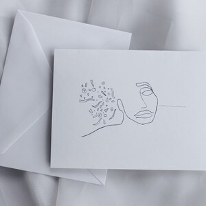 Line Art Note Cards- blank cards with envelopes, set of 6 cardstock note cards