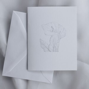 Tarjetas de notas con bocetos florales: tarjetas en blanco con sobres, juego de 6 tarjetas de notas de cartulina