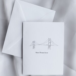 Notitiekaarten San Francisco City - blanco kaarten met enveloppen, set van 6 kartonnen notitiekaarten