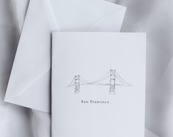 San Francisco City Note Cards- blank cards with envelopes, set of 6 cardstock note cards