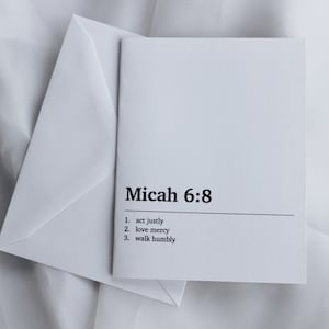 Jeu de cartes de correspondance Michée 6:8 - cartes vierges avec enveloppes, jeu de 6 cartes de correspondance en papier cartonné
