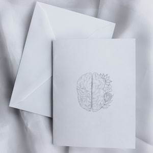 Mental Health Sketch Notitiekaarten - blanco kaarten met enveloppen, set van 6 kartonnen notitiekaarten