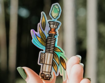 Holographic Luke Skywalker Lightsaber Kyber Crystal Star Wars Sticker