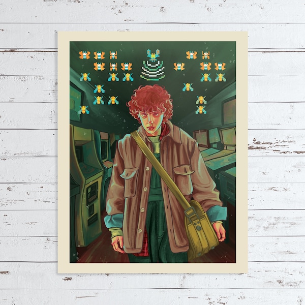 Eleven Stranger Things Galaga Game Abduction Art Print