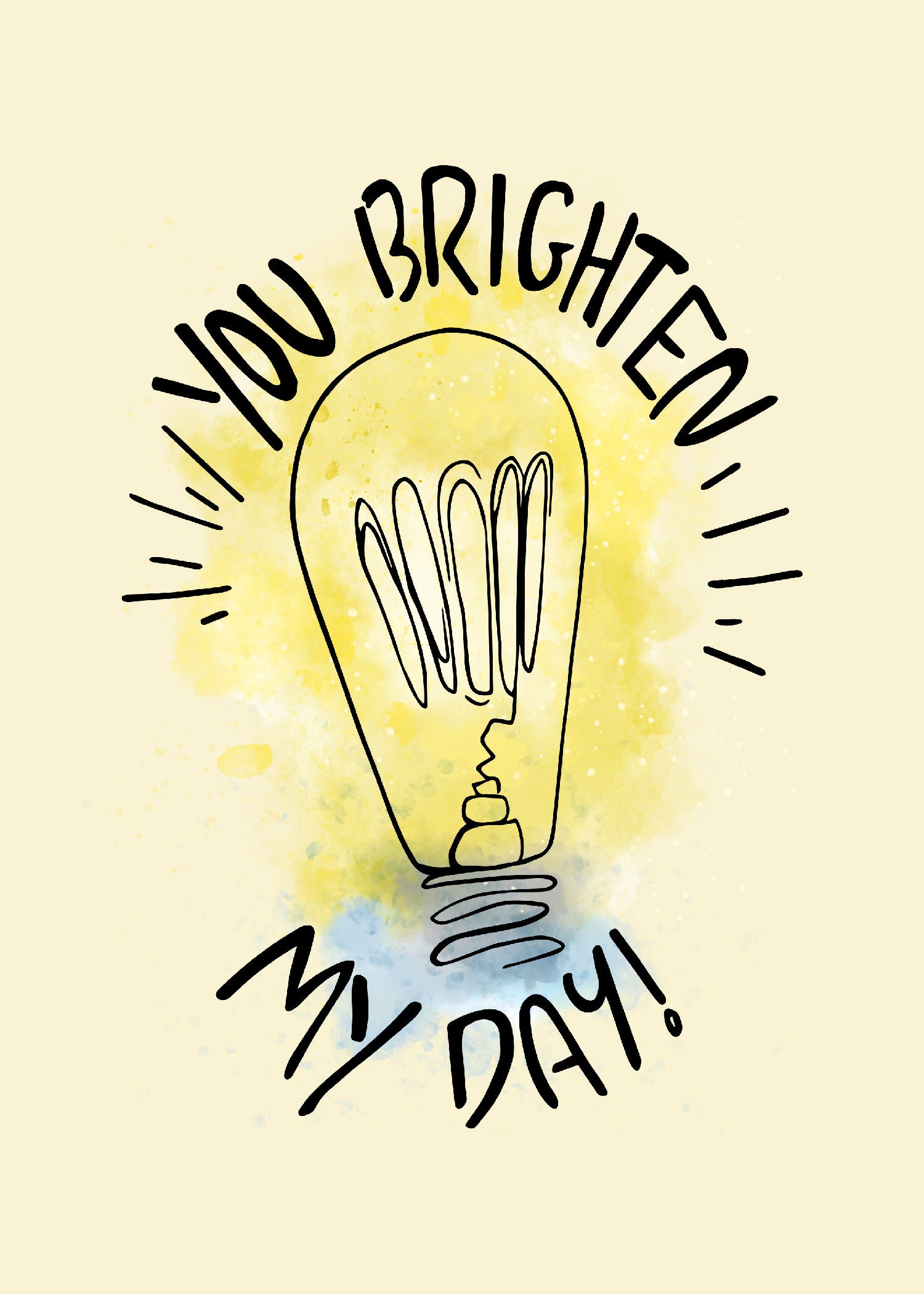 Light Bulb You Brighten My Day Greeting Card Etsy
