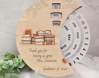 Calendrier mural perpétuel en bois : décoration de bureau, cadeau pour professeur
