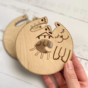Wooden Coaster Cat, Tea & Coffee Dining Coasters, Kitchen Decor, Cute Cats Coasters