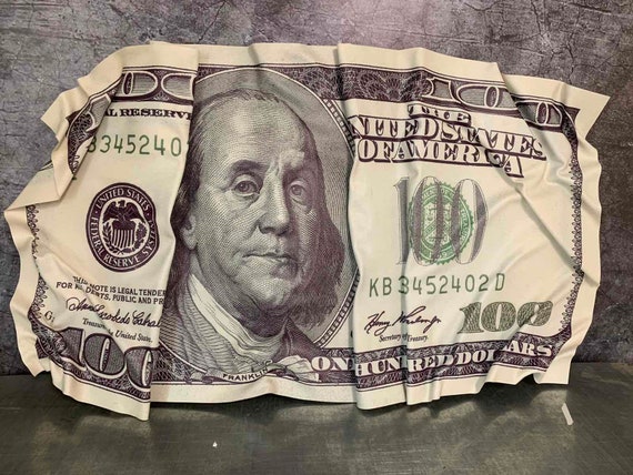 Money Print 100 Dollars Bill Crumpled Money Dollar Art Money Wall Art Bent  Plastic Greenback Home Decor Gift Currency Artwork 