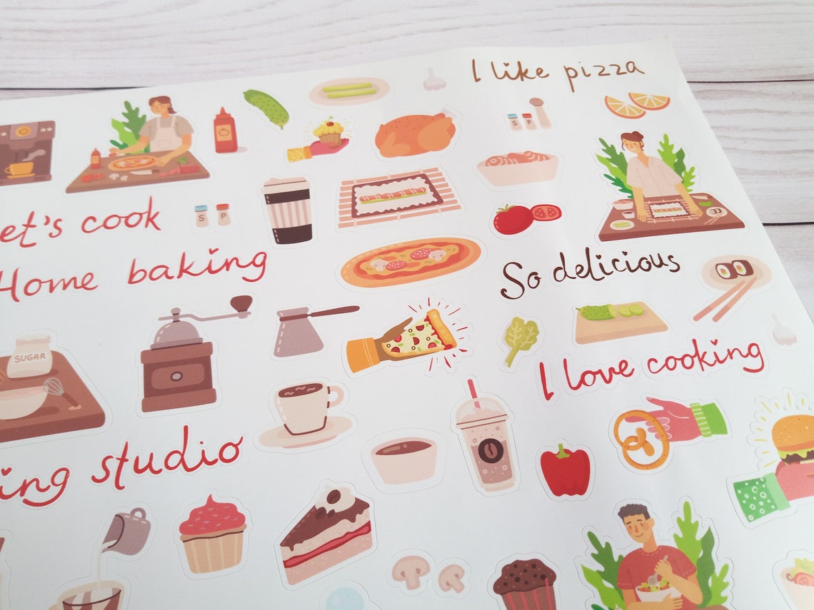Food & Drinks Stickers A4 Scrapbooking Stickers Set of Etsy