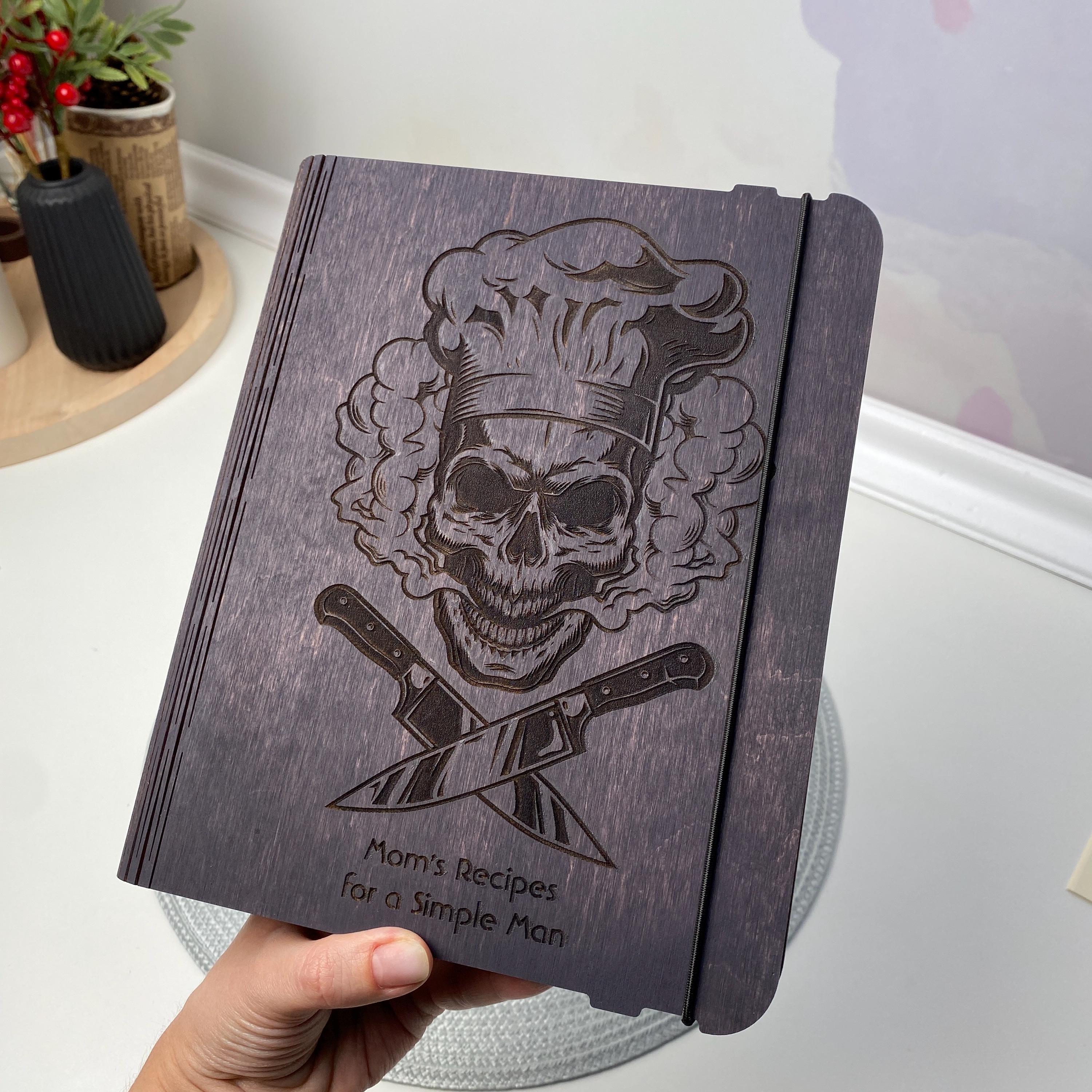 Recipe book, Wooden recipe journal, Family recipe book, Personalized gift, Blank cook book A5 paper, Father's day gift