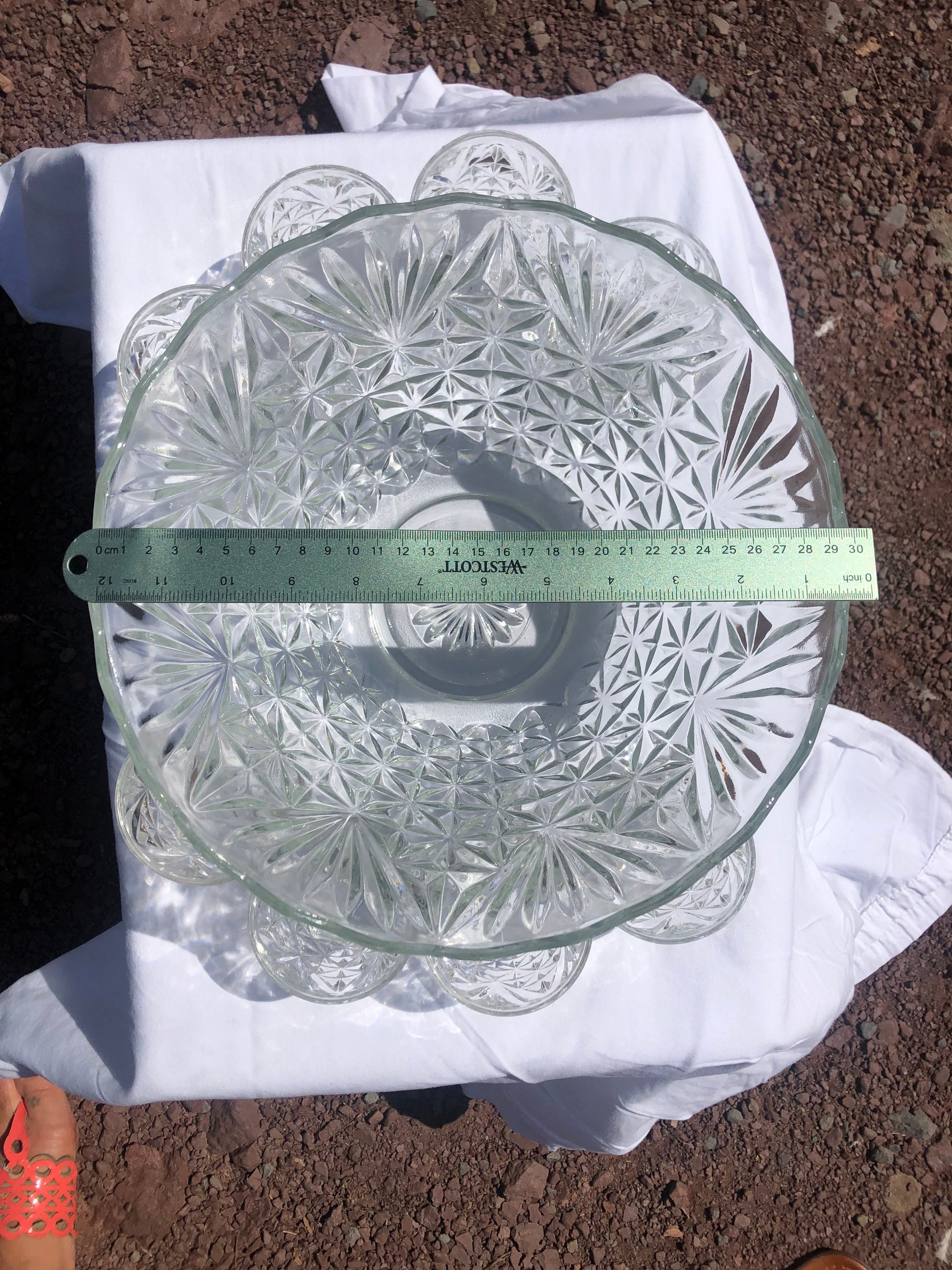 Anchor Hocking Glass Punch Bowl Set 1950's Arlington Etsy