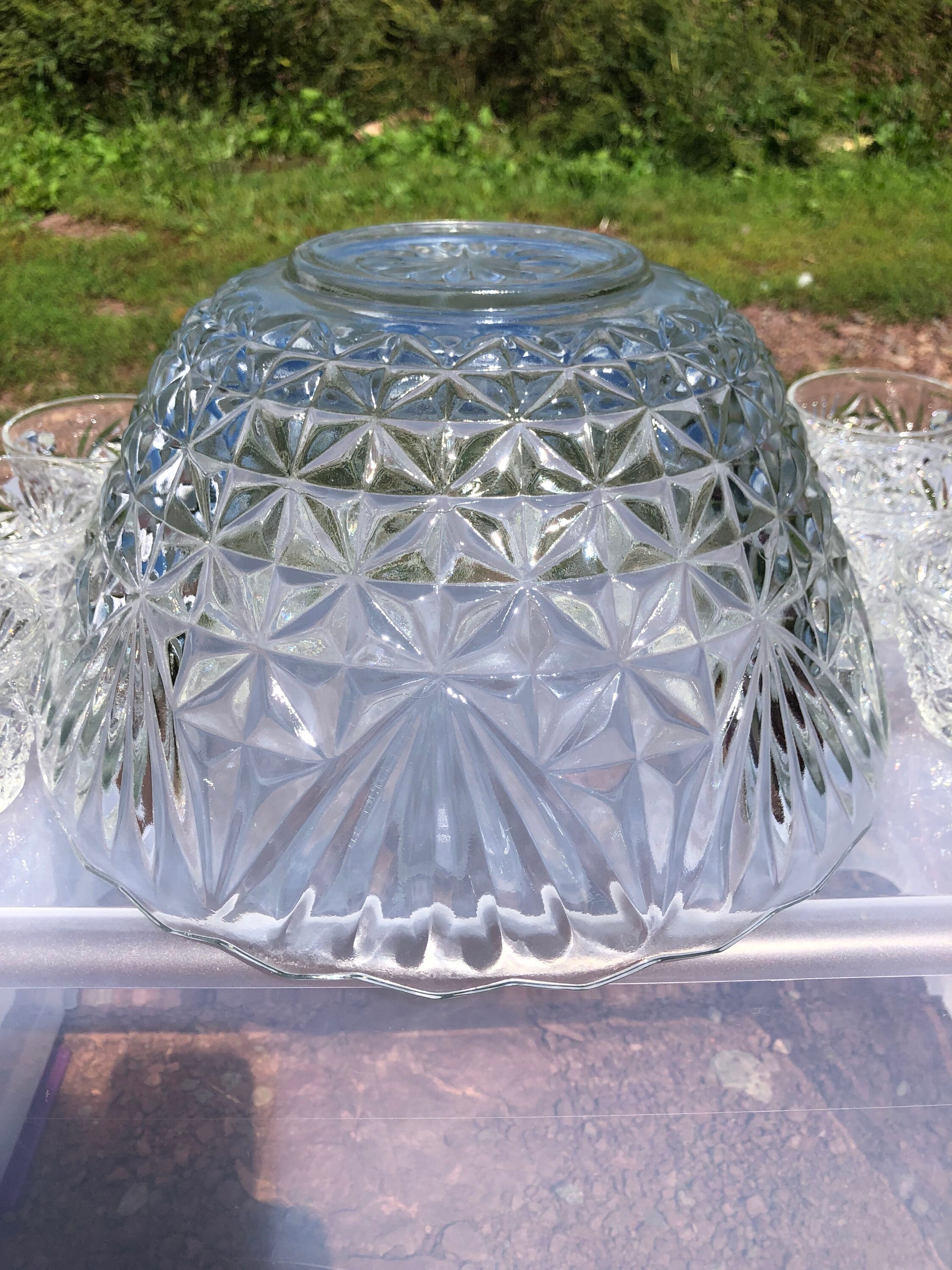 Anchor Hocking Glass Punch Bowl Set 1950's Arlington Etsy