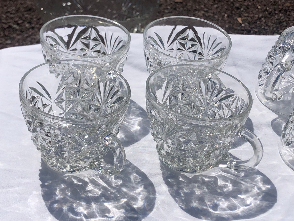 Anchor Hocking Glass Punch Bowl Set 1950's Arlington Etsy