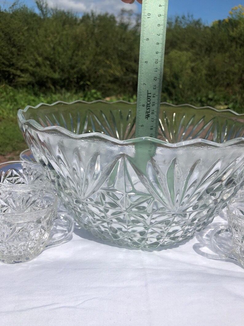 Anchor Hocking Glass Punch Bowl Set 1950's Arlington Etsy