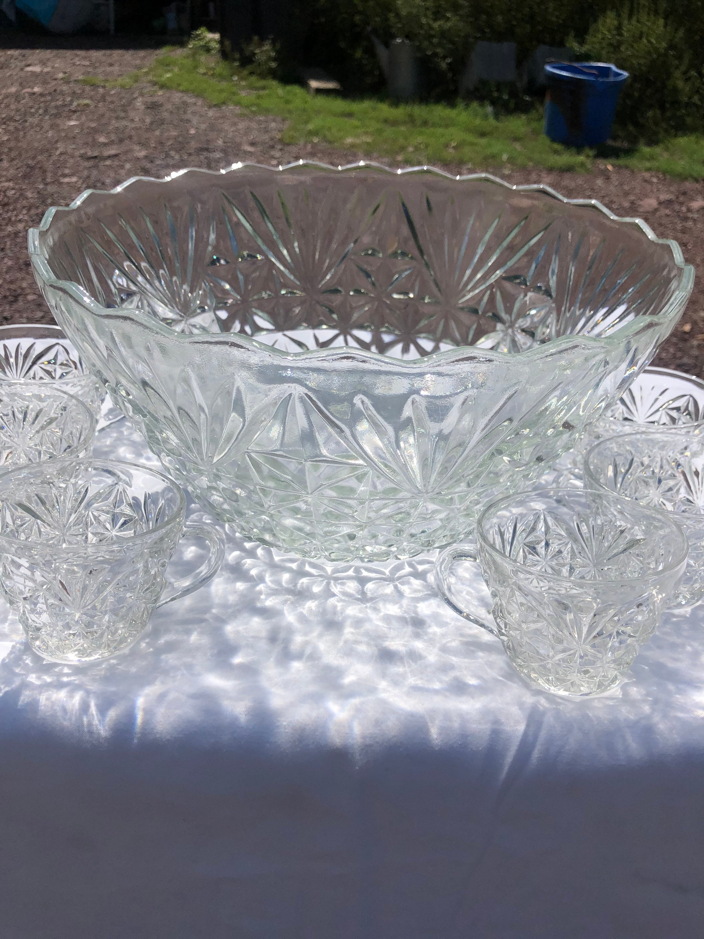 Anchor Hocking Glass Punch Bowl Set 1950's Arlington Etsy