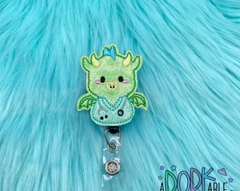Dragon Nurse Badge Reel, Embroidered Retractable ID Holder